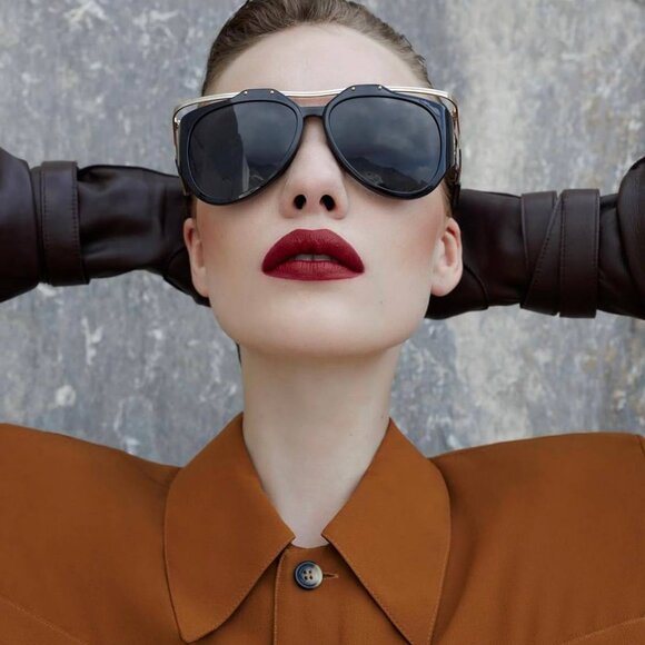 🕶️ New Saint Laurent SLM137 AMELIA 001 Sunglasses - Gold/Black Frame - Picture 8 of 14